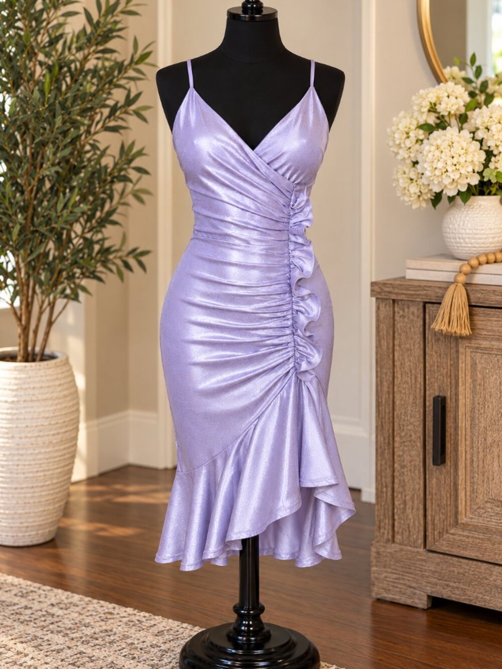 Emerald Sundae Lavender Shimmer Bodycon Cocktail Dress Sz S